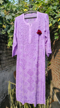 Lavender Rose premium georgette kurta with intricate chikankari embroidery, paired with matching shade dupatta, by LVW Fashion Luxurious.