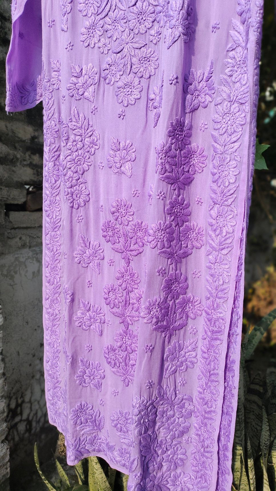 Lavender Rose premium georgette Kurta with intricate Chikankari embroidery and matching dupatta, by LVW Fashion Luxurious Chikankari.