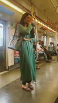 Green ombre long kurta in premium georgette with intricate chikankari embroidery by LVW Fashion Luxurious Chikankari.