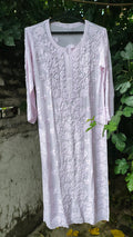 Pink Sukoon Powder Premium Georgette Chikankari Kurta with matching dupatta, made by LVW Fashion Luxurious Chikankari.