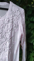 Pink Sukoon Powder Kurta by LVW Fashion, premium georgette with intricate Chikankari embroidery and matching dupatta.