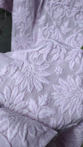 Pink Sukoon Powder Georgette Chikankari Kurta with matching dupatta, luxurious LVW Fashion chikankari embroidery.