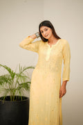 Zainab premium georgette Chikankari kurta with matching shade dupatta, luxurious embroidery, and elegant design by LVW Fashion.