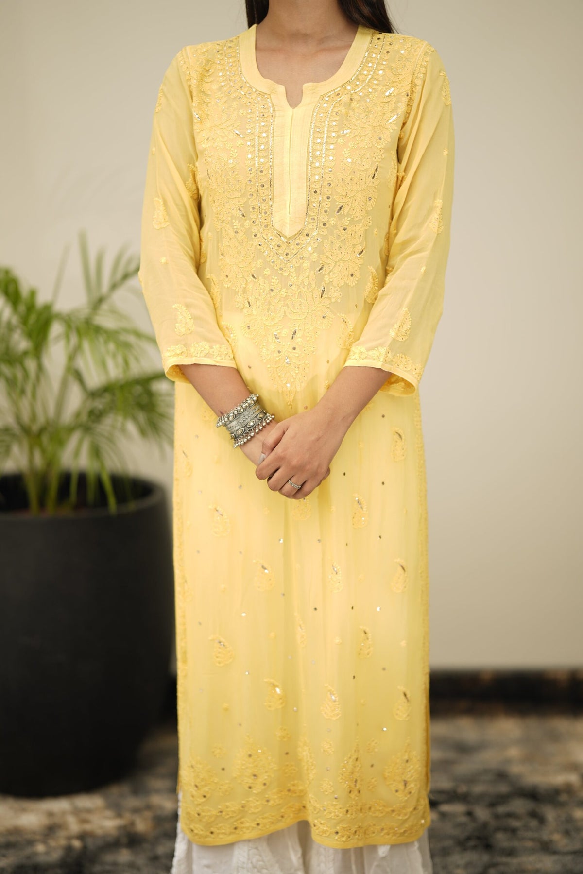 Zainab premium georgette Chikankari kurta with matching shade bottom dupatta, luxurious embroidery by LVW Fashion.