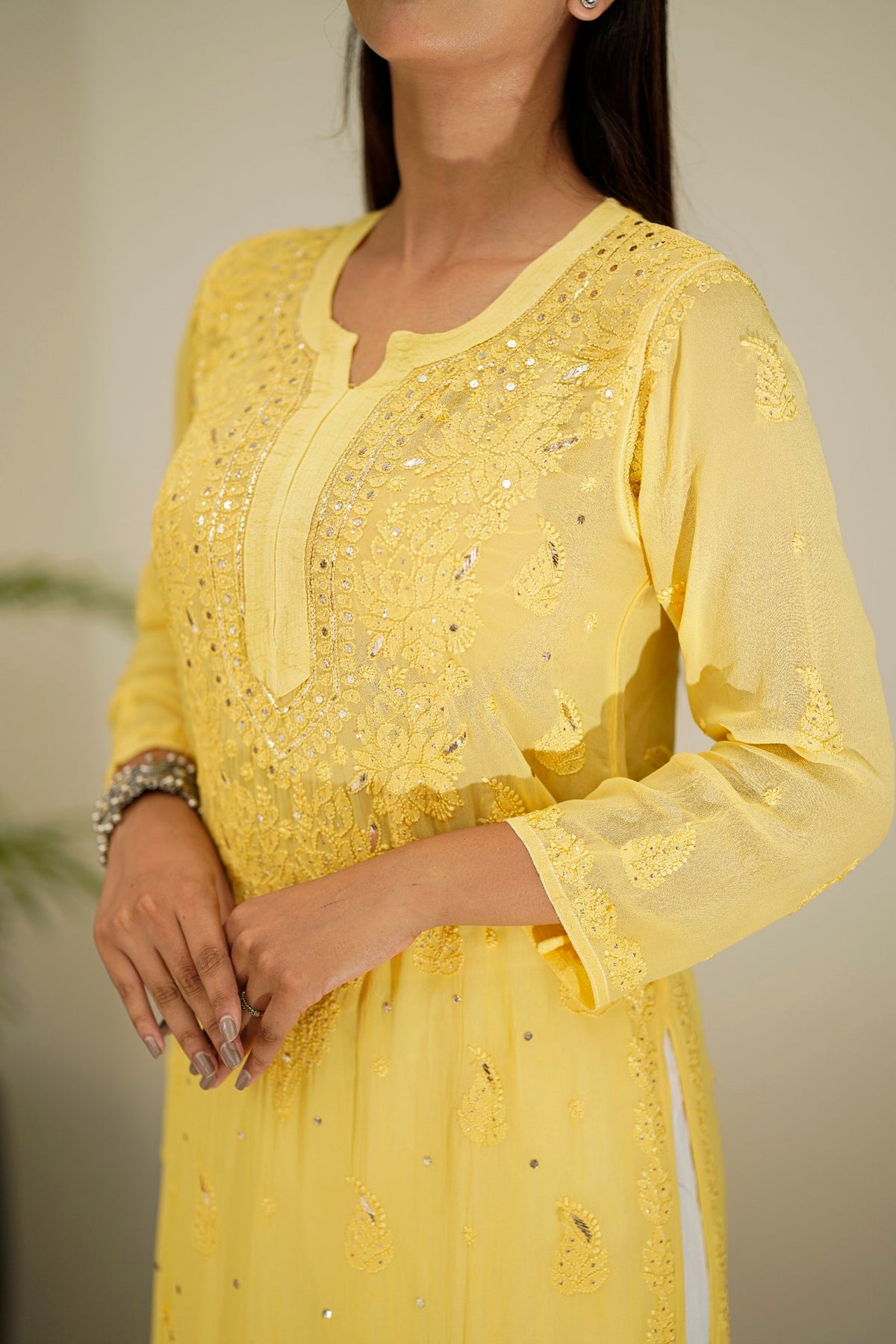Zainab Premium Georgette Chikankari Kurta with matching shade dupatta, LVW Fashion luxurious embroidered ethnic wear.