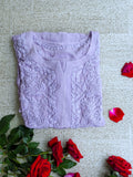 LVW Fashion Sukoon Powder Lavender Chikankari Kurta in premium georgette with matching pant and dupatta, showcasing intricate embroidery.
