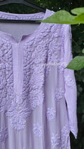 LVW Fashion Sukoon Powder Lavender Chikankari Kurta with matching pants and dupatta in premium georgette fabric.