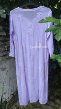 LVW Fashion Sukoon Powder Lavender Georgette Chikankari Kurta with matching pants and dupatta, luxurious and elegant traditional attire.