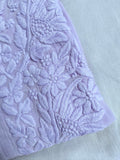 Lavender Sukoon Powder Kurta by LVW Fashion in premium georgette with intricate Chikankari embroidery, paired with matching pants and dupatta.