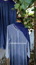 Yankees Blue premium georgette neck booties 3-piece set by LVW Fashion Luxurious Chikankari, featuring elegant blue fabric and intricate details.