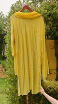 Yellow premium georgette Resham Chikankari Kurti with inner, luxurious LVW Fashion Chikankari embroidery, lightweight and elegant.