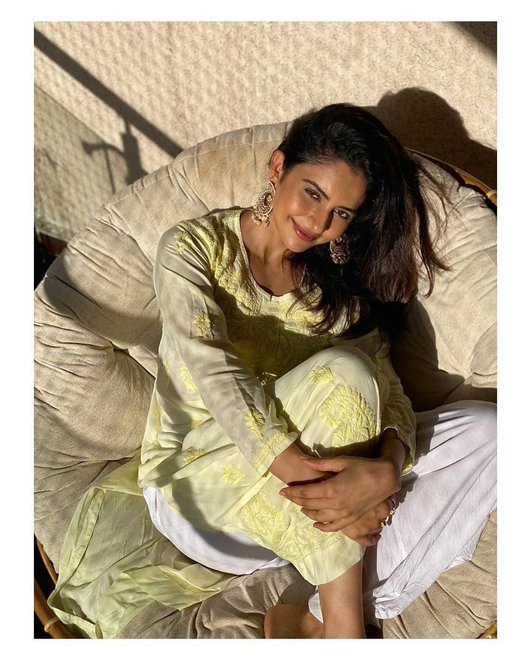 Luxury LVW Fashion Georgette Kurta with Chikankari embroidery and slip, featuring intricate handmade Lucknow-style embroidery.
