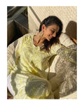 Luxury LVW Fashion Georgette Kurta with intricate Chikankari embroidery and matching slip, showcasing traditional craftsmanship.