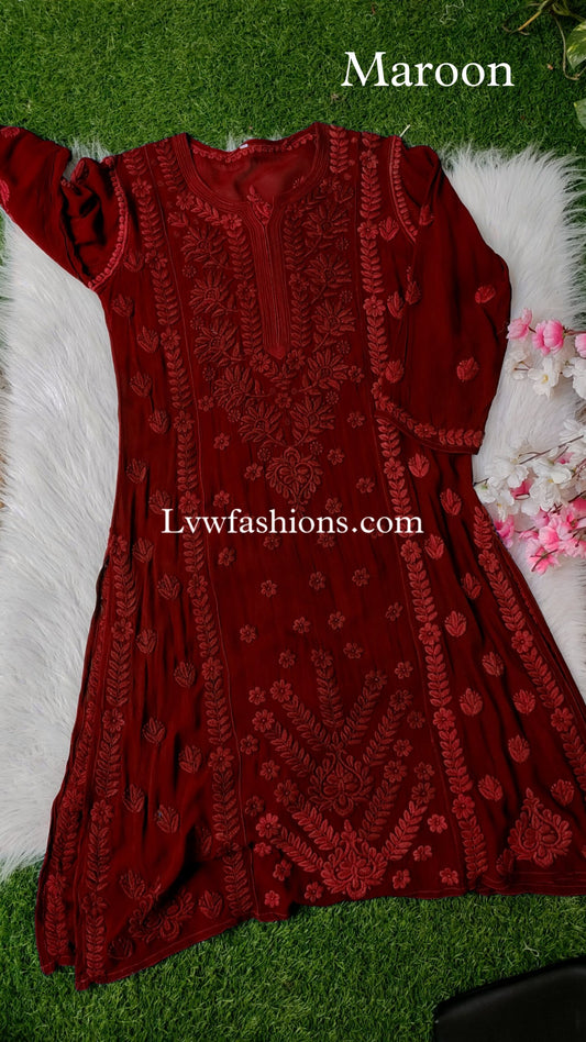 I Z R A 7 Beautiful Shades Premium Georgette Long Kurta With Slip