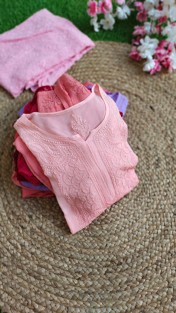Rose Peach Ombre Premium Georgette 3 Piece set